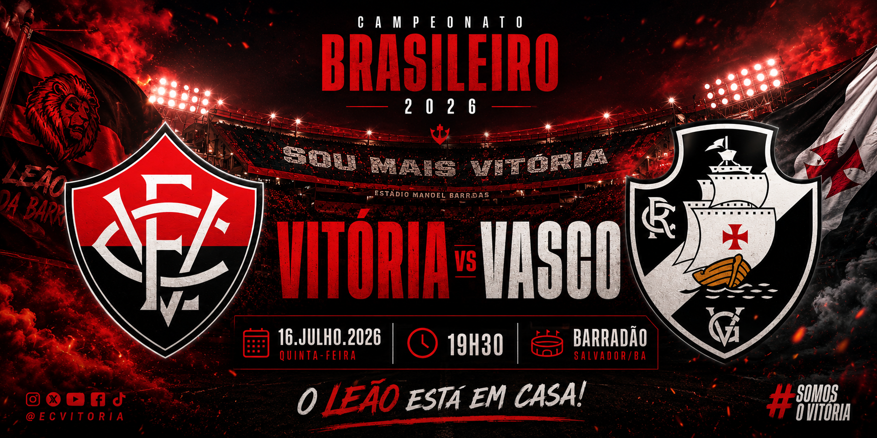 Vitória encara o Vasco no Barradão nesta quinta-feira