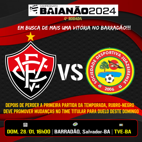 Com possíveis mudanças nos titulares, VITÓRIA encara Juazeirense no Barradão!